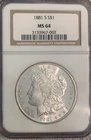 1881-S MORGAN SILVER DOLLAR :: NGC MS-64 ::