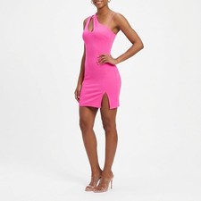 Naked Wardrobe Hot Pink One Shoulder Cutout Mini Bodycon Dress S