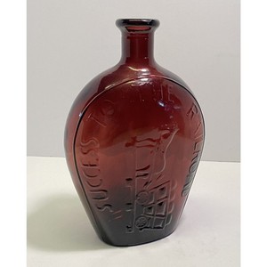 Amethyst Purple Glass Success To The Railroad Bottle Embossed Horse Wagon Repro