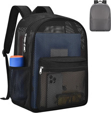Heavy Duty Semi-Transparent Mesh Backpack  See through College Student Backpack  