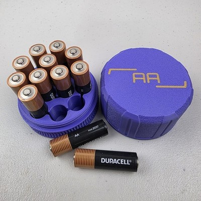 AA Battery Storage Case Container Holds 12 Batteries w/ Screw On Lid 3D Printed