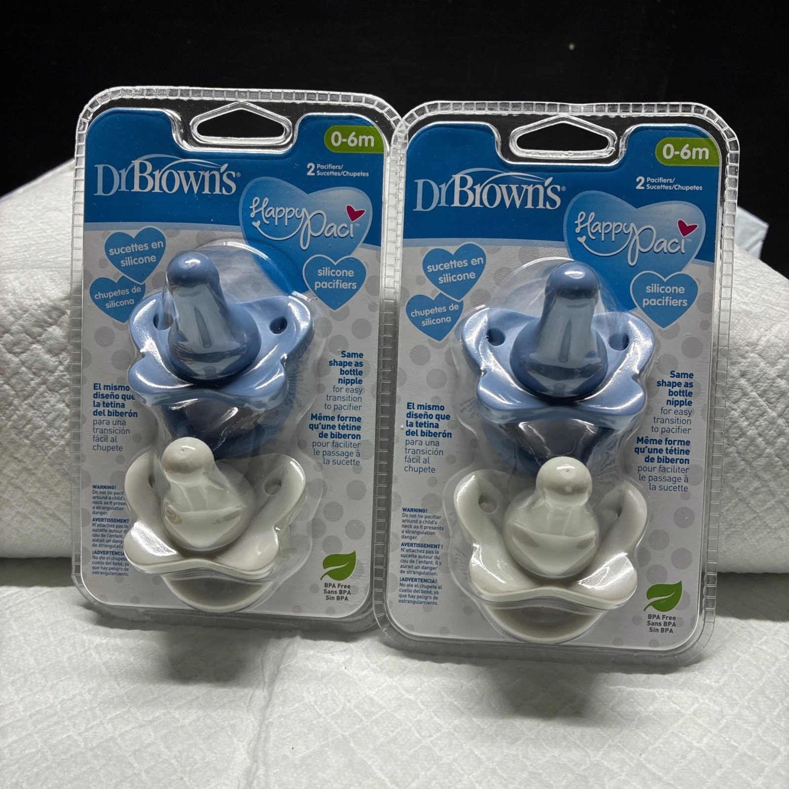 Dr Brown's Happy Paci 0-6m Lot of 4 Silicone Pacifiers -PINK GREEN New