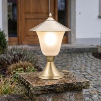 Edle Sockelleuchte AußEn Messing Glas Massiv H:29Cm Beleuchtung Garten Weg