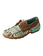 Twisted X Casual Shoes Womens Driving Moc Leather Multi Teal WDM0133