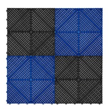 Image of Monster Shop Vented Garage Floor Tiles With Edges – 60 Black & 60 Blue
