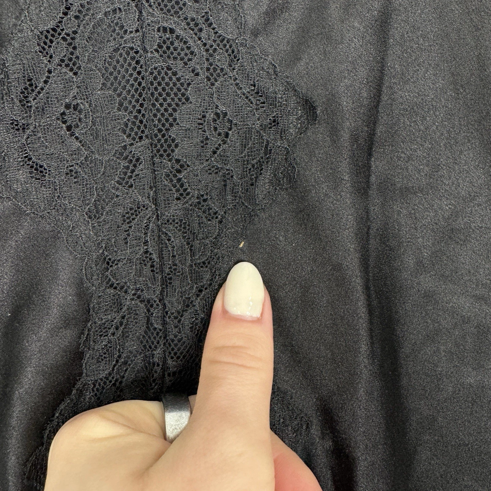 UNDERCOVER Abito donna Victoria's Secret slip M nero raso delicato pizzo orlo coquette Y2K