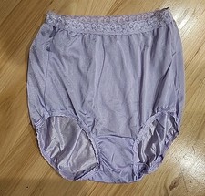 Vintage Hanes Her Way Stretch Satin High Waist Brief Panty Women s 6 Purple Lace