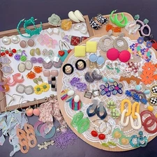 10/20/30PCS Y2K Vintage Boho Colorful Earrings Mixed Lot Floral Dangle Stud Hoop