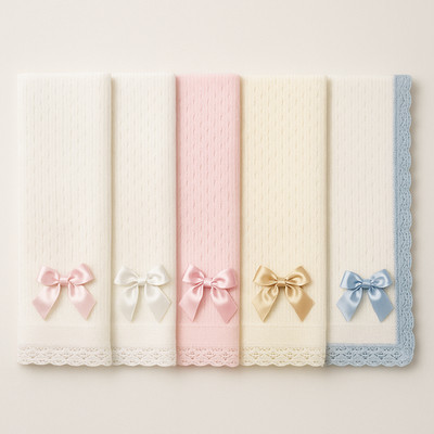SPANISCHER GESTRICKTER BABYSCHAL NEUGEBORENES MÄDCHEN JUNGE EMPFÄNGT SCHLEIFE DECKE