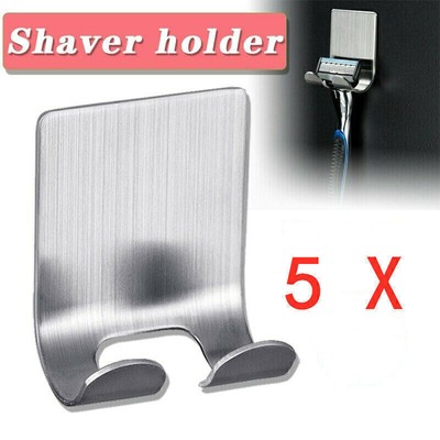 5Pcs Adhesive Wall Mounted Edelstahl Halter Männer Rasierer Ständer Rack