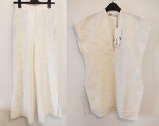 Zara Wide Leg Linen Trousers Tunic Co-ord Lace Trim Size S Approx Fit Size 8 10