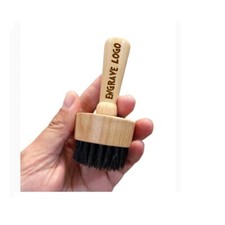Personalized engrave logo-MINI beech wood beard brush boar bristle barber brush