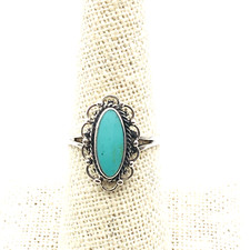 Sterling Silver Southwest Style Turquoise Ladies Ring Size 8 New