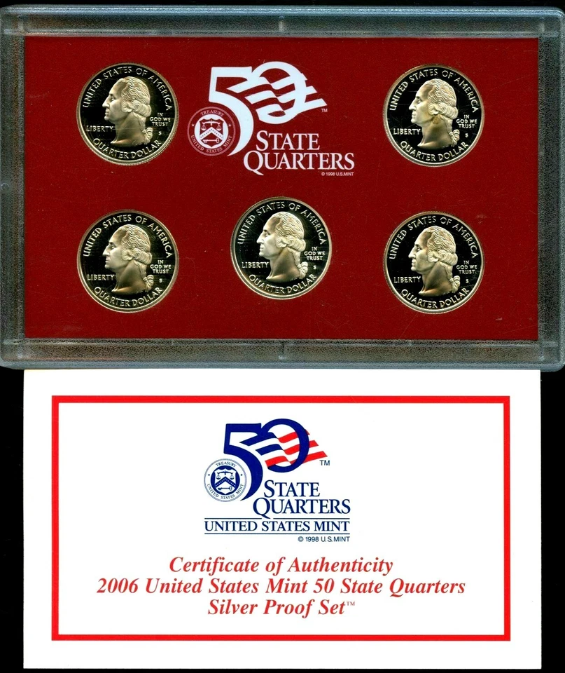 2006-S US Mint State Quarter 90% Silver Proof Set 5 Coins 20oucu1007 - Image 3 of 4