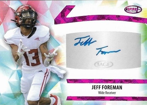 JEFF FOREMAN 2024 SAGE Aspire RC AUTO Fuchsia #ASP-JF Arkansas State Raiders🏈🔥