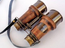 Nautical Vintage Brass Binoculars Antique Finish Gift Telescope Leather Pearl