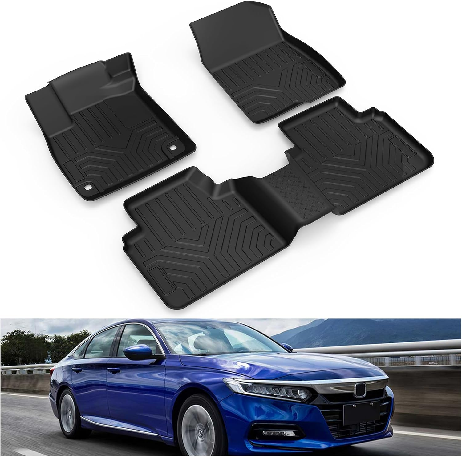 2018-2022 Honda Accord All-Weather Floor Mats Front & Rear Set 2 Row Custom Fit TP