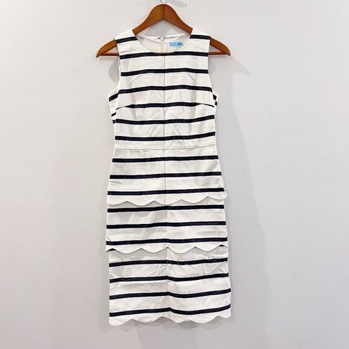 J. Mclaughlin Providence Shift Dress Size 0 Women's Scalloped Striped | eBay