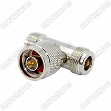 5x N Male Plug to 2x N Female Jack 3 way T Type Connector Adapter N-N-JKK Brass