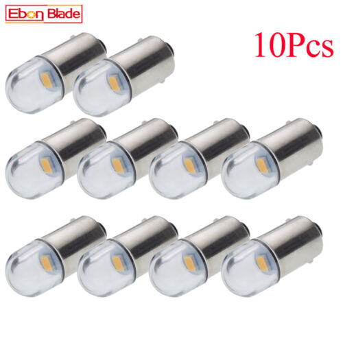 10Pcs 6V Motorcycle BAX9S H6W LED Interior Warm White Dash Map Light Side Globe - Picture 1 of 8