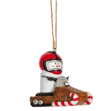 Ganz Smores Hanging Resin Christmas Tree Ornament, Snowmobile Snowman