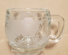 Nestle Nescaf&eacute; World Vintage 1980s Globe Frosted glass mug cup