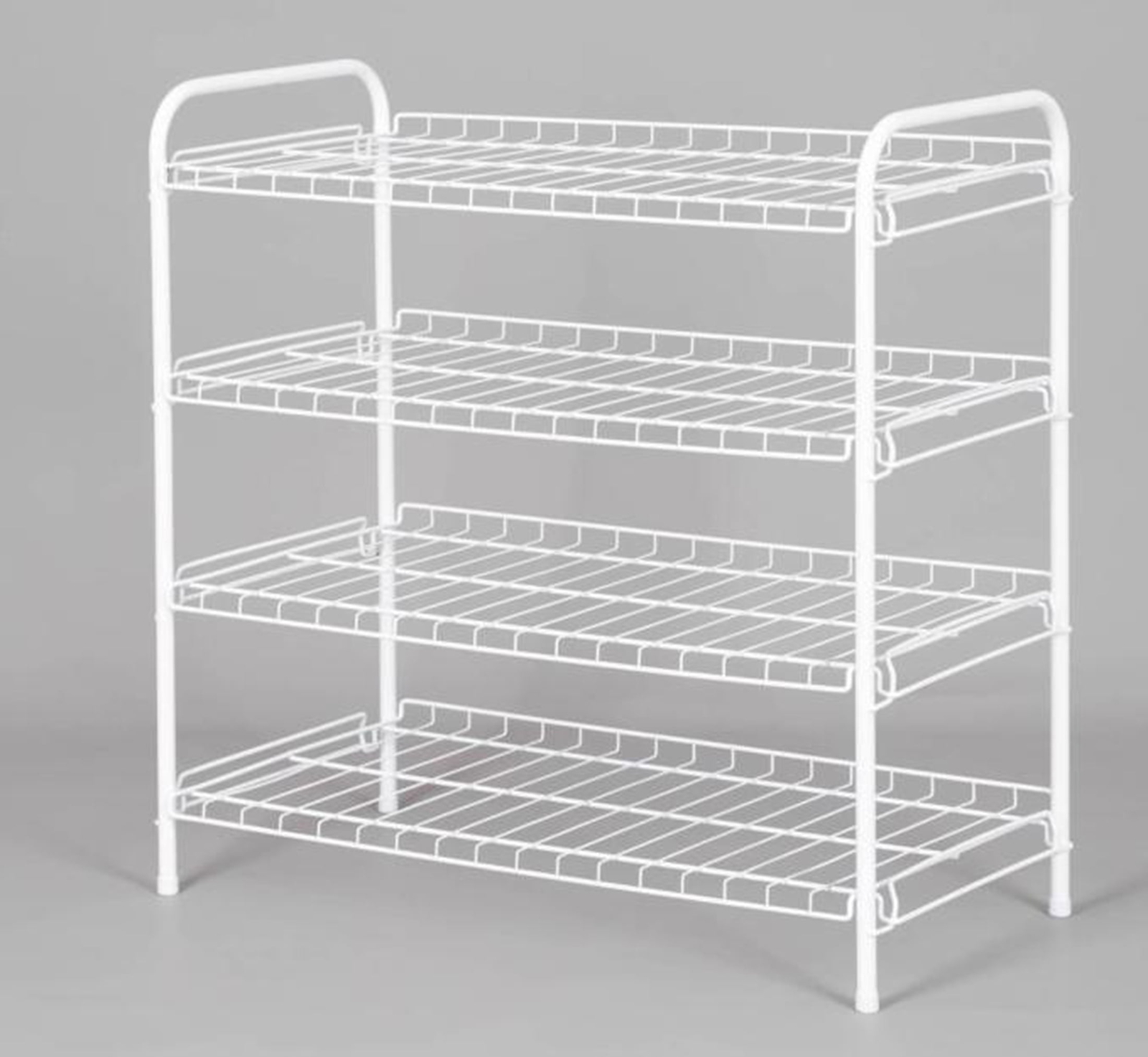 Mainstays 4-Tier Steel Wire Shoe Organizer, Holds up to 12 Pairs, Arctic White