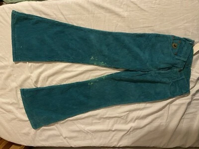 pantalon pattes d’éléphant enfant velours côtelé Lois bleu turquoise années 70 - Photo 1/4