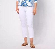 Belle by Kim Gravel Reg Coastal Crop Perfect Ponte Pants White, Reg 8 A640318