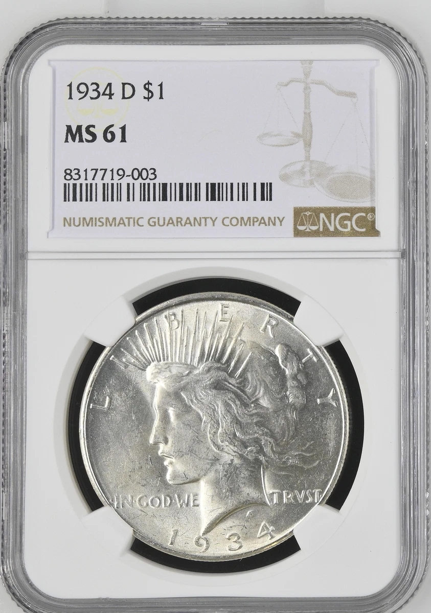 1934 D Peace Silver Dollar NGC MS-61 | eBay