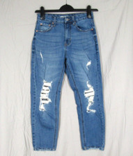 WILD FABLE Distressed/Destroyed STRETCH DENIM High Rise TAPERED LEG Mom Jeans 2