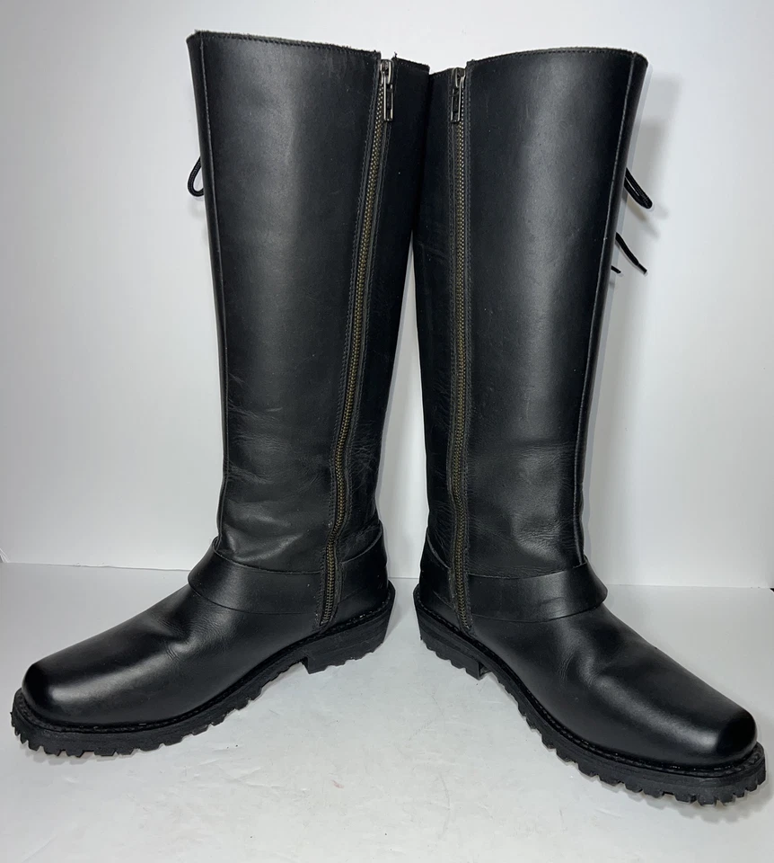 Z1R 2017 Talla 9 Motocicleta Cuero Salvaje Con Cordones Mujeres Botas de Montar Motociclista Alto Foto 3 de 4