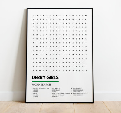 Derry Girls Wortsuche Kunstdruck A3 A4 gerahmt ungerahmt Wandbild Wohndeko