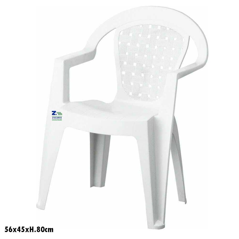 POLTRONA SEDIA NORMA CON BRACCIOLI MD PLASTICA BIANCA ANTISCIVOLO MONOBLOCCO