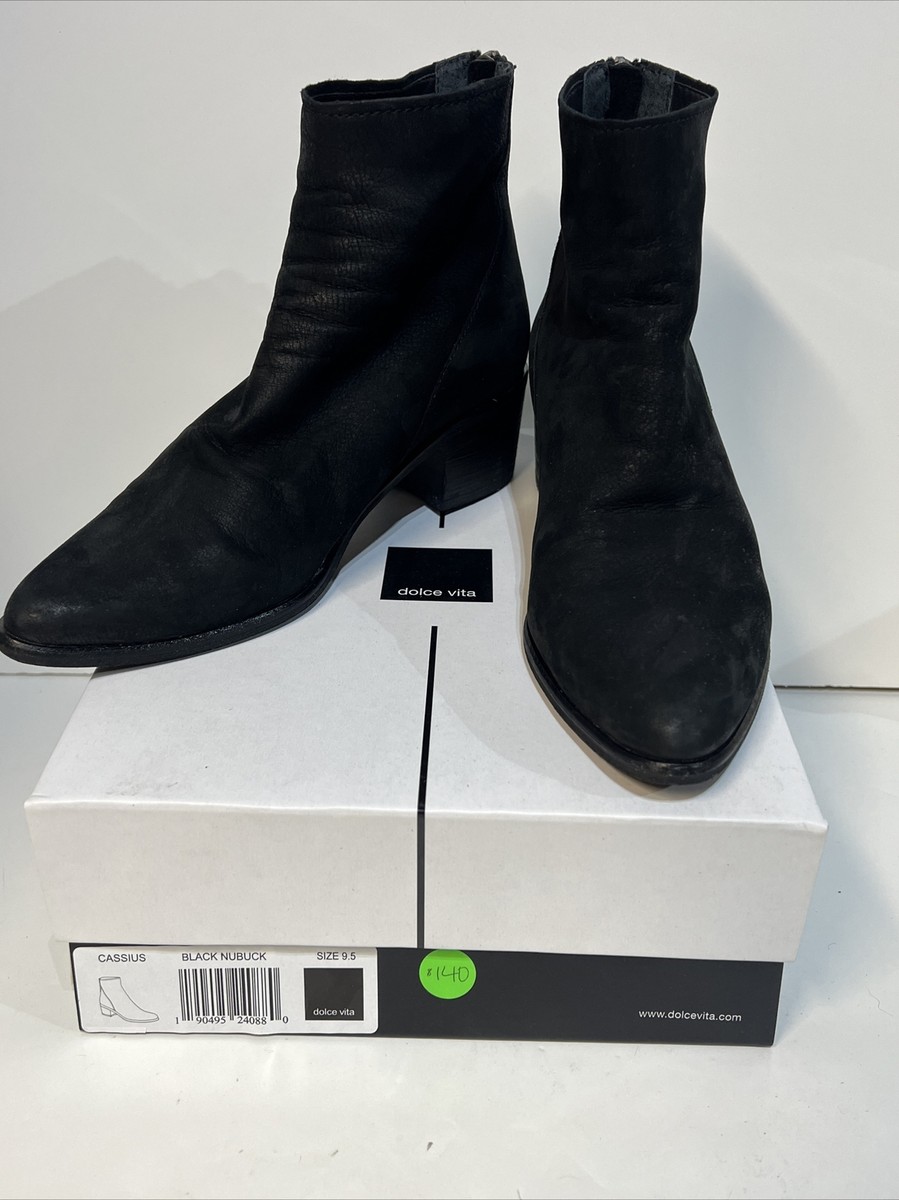 Dolce Vita Black Nubuck Cassius Block Heel Suede Leather Booties