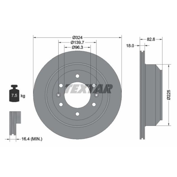 Textar 2X Bremsscheibe Hinten Ø324 Mm InnenbelüFtet FüR Hyundai H-1 Travel TQ-image