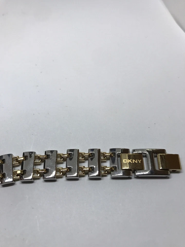 #T129# DKNY Watch Bracelet Full Band Links Case Crystal 2 Tone 12mm - Image 3 of 4