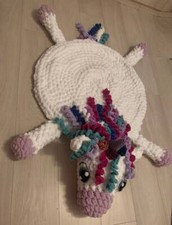 Handmade Crochet Unicorn Kid Play Rug/Carpet Mat Nursery Room Decoration Toy