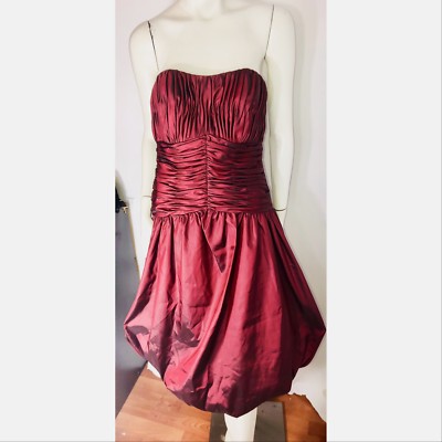 BEAUTIFUL Mori Lee Maroon Burgundy Formal Ruched Strapless Bubble Dress  Size 7/8 | eBay