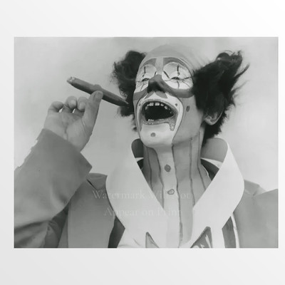 Vintage Clown Smoking Cigar Circus Carnival Oddity Giclee Fine Art Print
