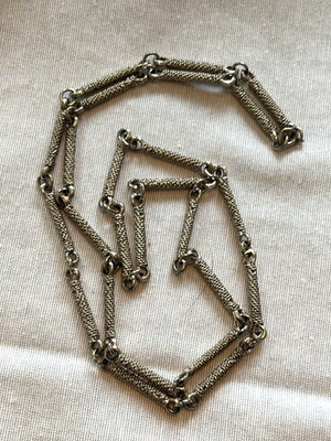 Vintage Silvertone/Pewter Color Bar Shaped Metal Beads, Cool Texture