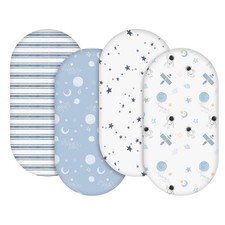 Bassinet Sheets 4 Pack, Breathable Cozy Fitted Mattress Sheet, Elastic Travel...