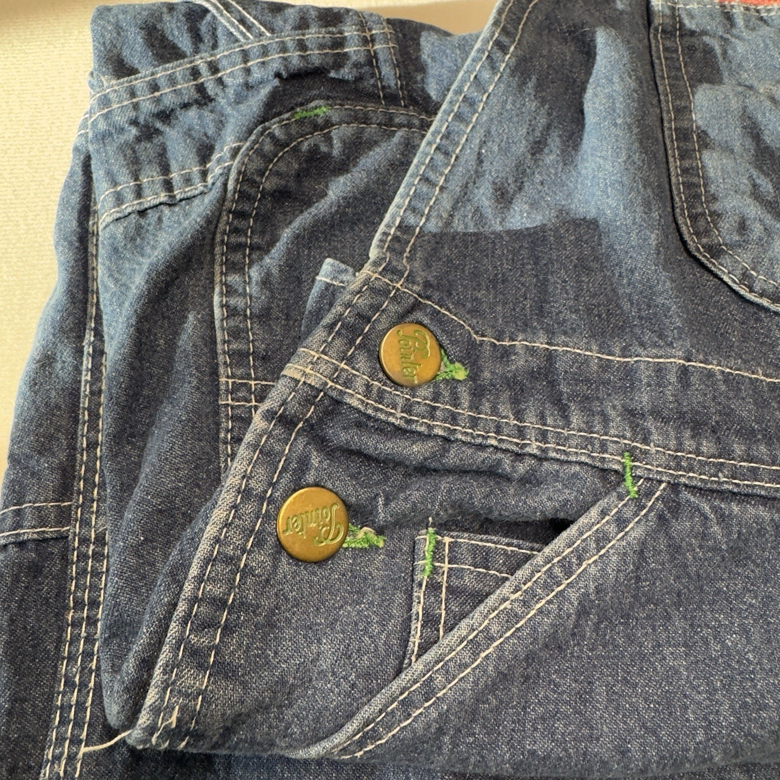 Pointer Brand Blue Denim Overalls w/Pointer Brand… - image 2