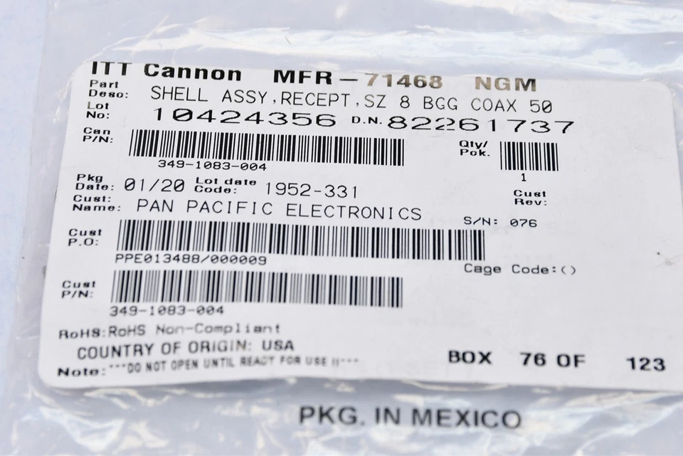 ITT Cannon 349-1083-004 Circular MIL Spec Connector Assembly Crimp MIL-DTL-26482 - Image 2 of 2