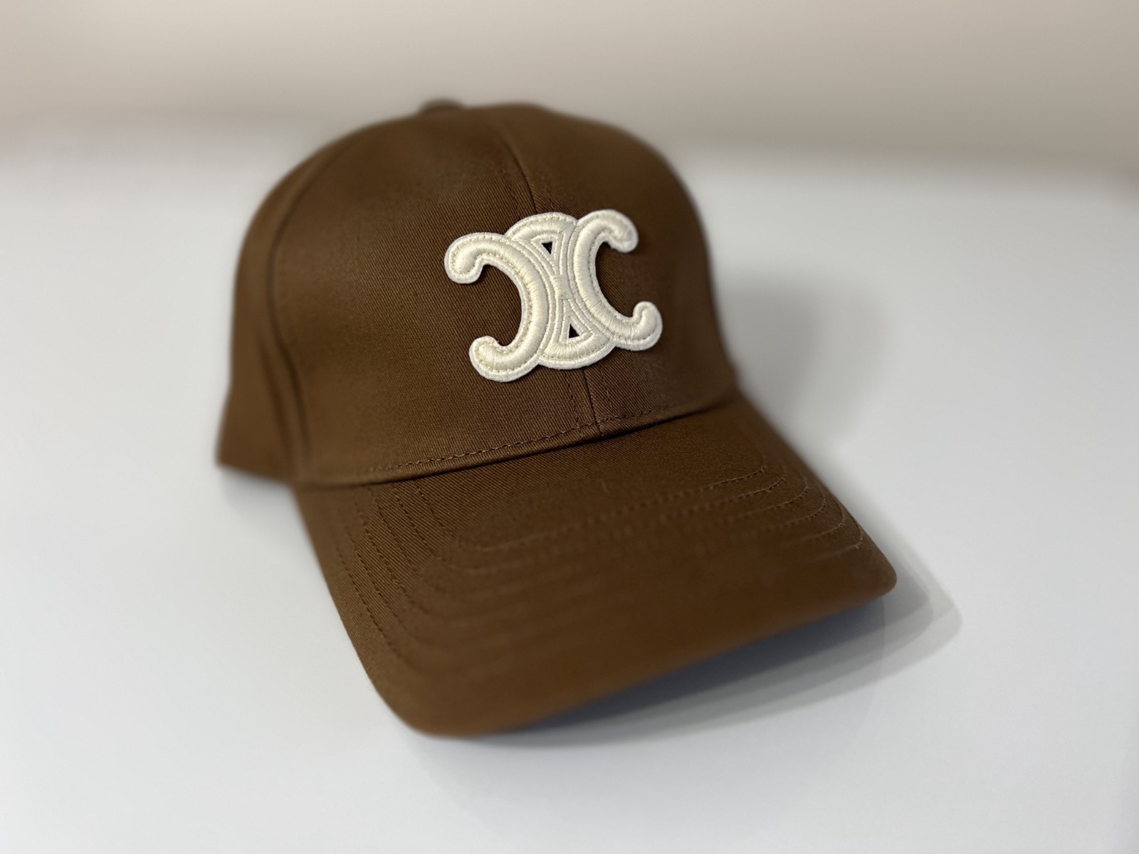Celine Triomphe Embroidered Baseball Cap Hat BROWN M
