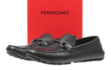 NEW SALVATORE FERRAGAMO SALAMANCA BLACK LEATHER MOCCASINS DRIVER SHOES 11 EEE