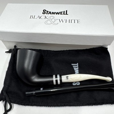 Stanwell Black and White Style 405 Black Matte Briar Tobacco Pipe - New