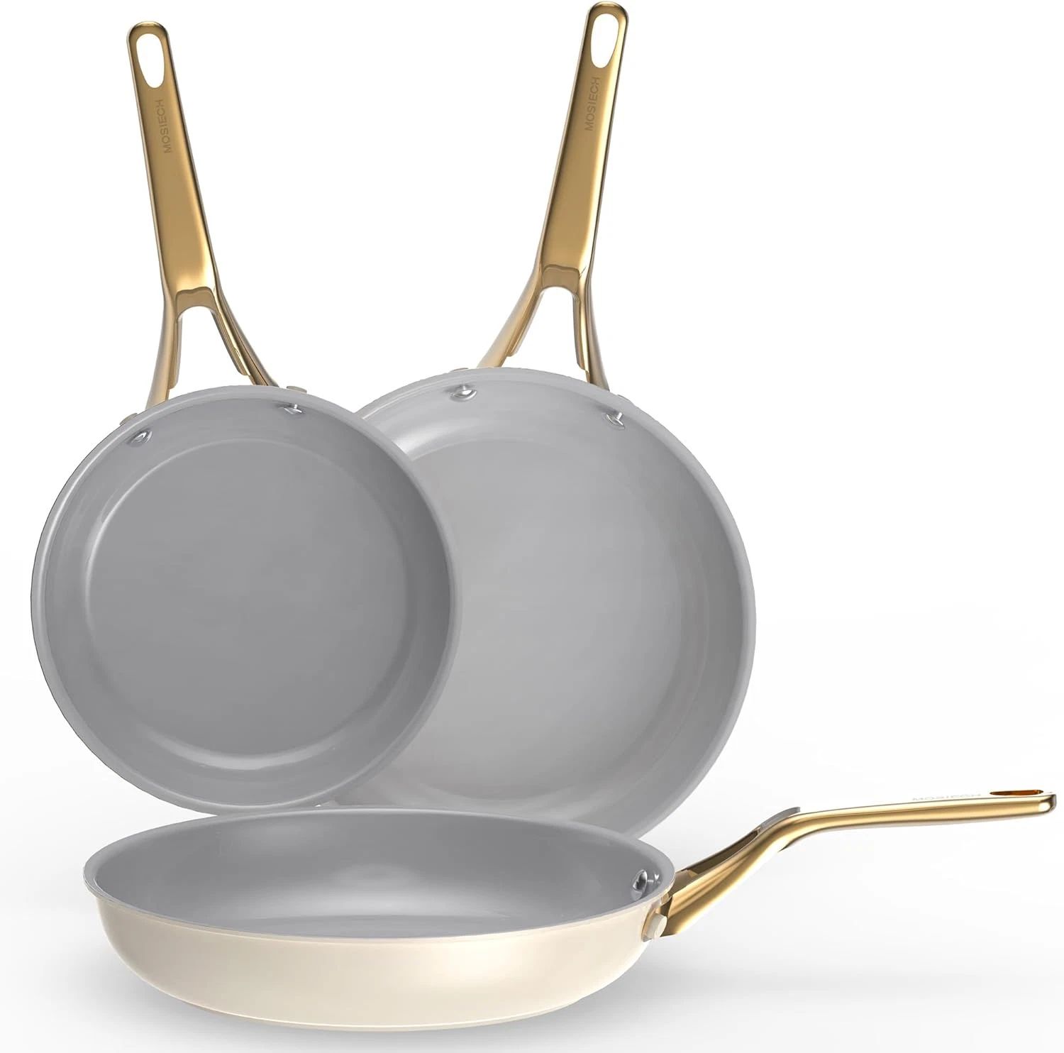 Ceramic Non-Stick Frying Pan Set - 3 Pieces, Oven-Safe & Induction Compatible