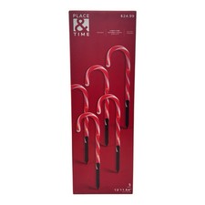 NEW Pathway Candy Canes Outside Lights Battery Place  Time Holiday 5 Count 15"
