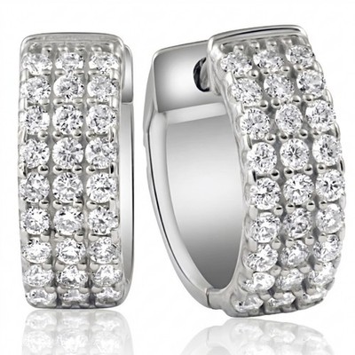 1/2 Kt Diamant Creolen Damen Ohrringe Silber Lab Grown